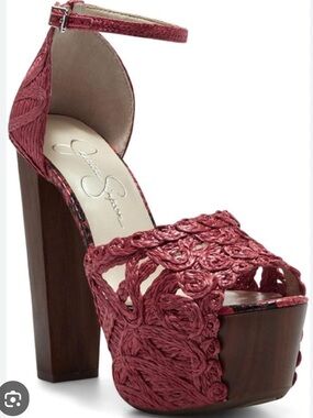 Jessica Simpson -Dessie Wine Braided Platform Sandals